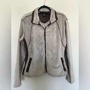 Kuhl Flight Jacket Full Zip Sherpa Beige with Brown Accents Size XL